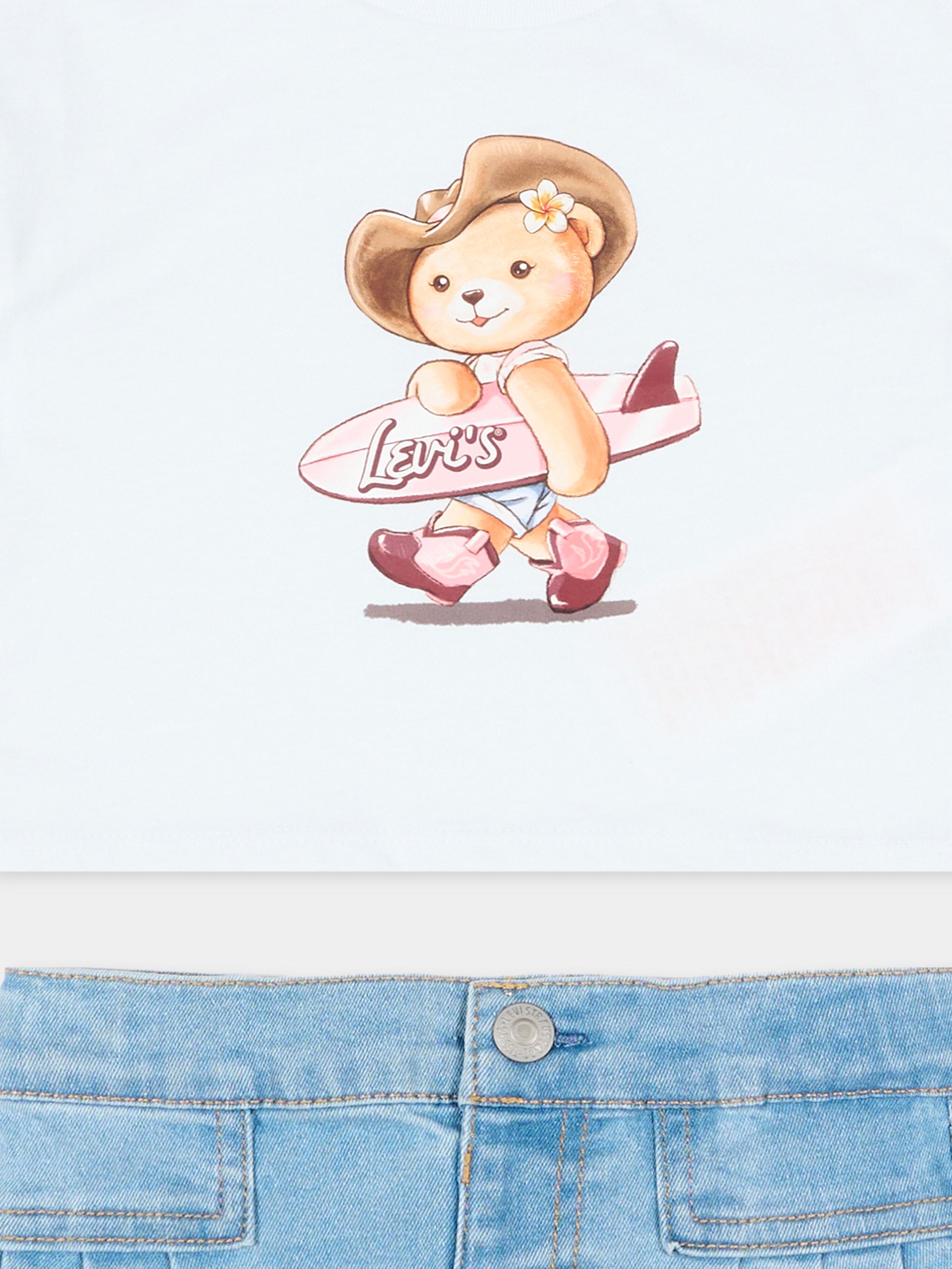 Completo multicolor per neonata con stampa orsetto,Levi's Kids,1EP561 UHG