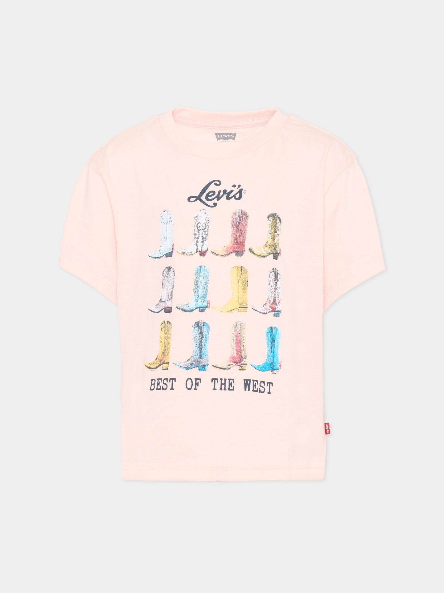 T-shirt rosa con stampa western per bambina,Levi's Kids,4EP785 AKR