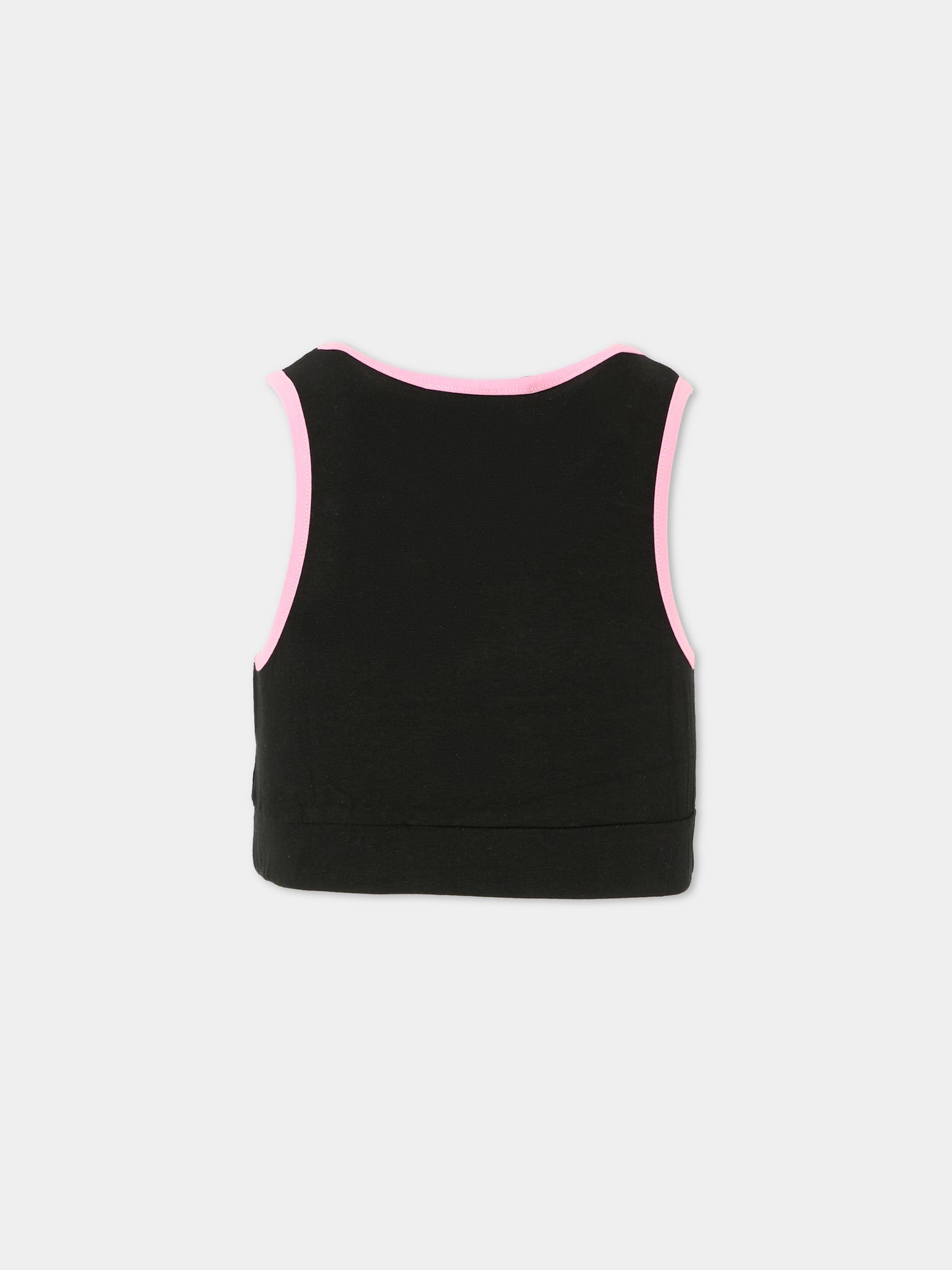 Top crop nero per bambina con logo,Msgm Kids,MS029334 110