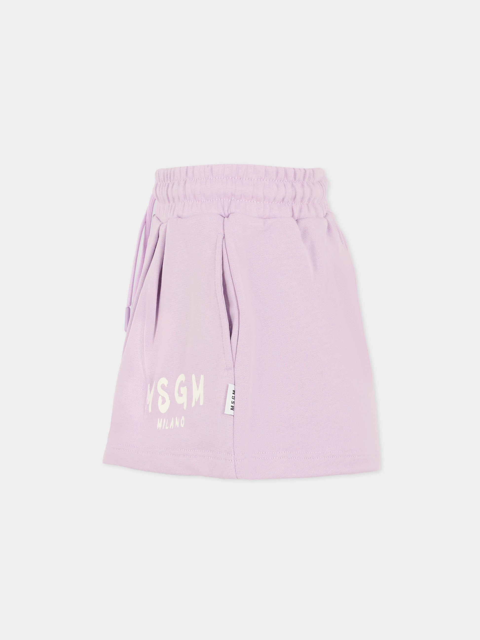 Shorts lilla per bambina con logo,Msgm Kids,MS029329 071