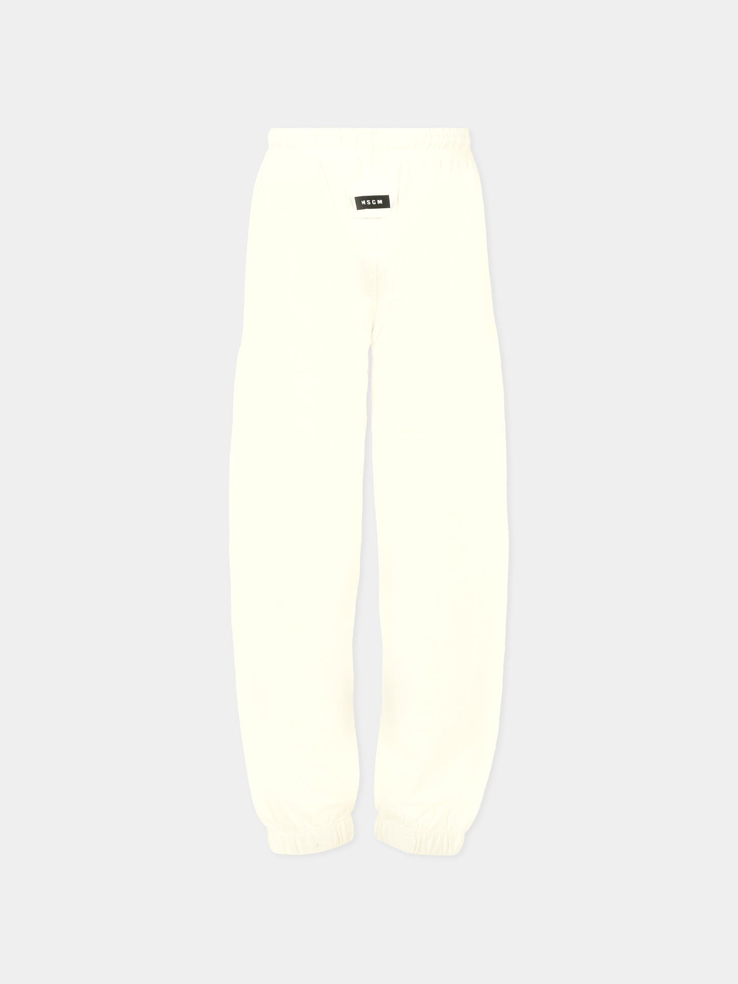Pantaloni avorio per bambini con patch,Msgm Kids,F3MSJUFP178 013