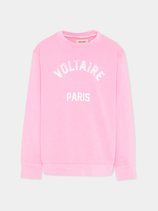 Felpa rosa per bambina con logo,Zadig & Voltaire Kids,X60540 47F