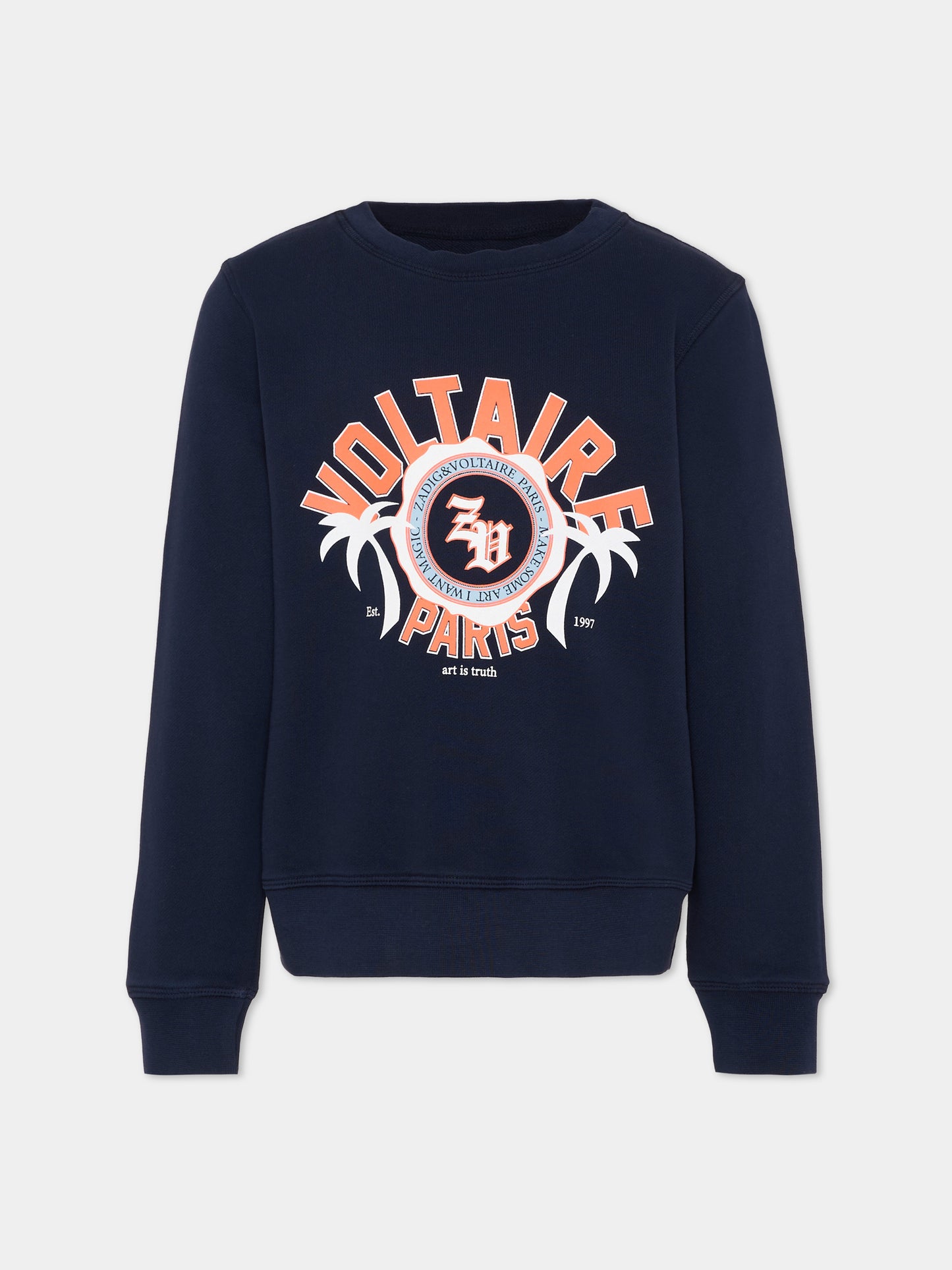 Felpa blu per bambino con logo,Zadig & Voltaire Kids,X60587 83D