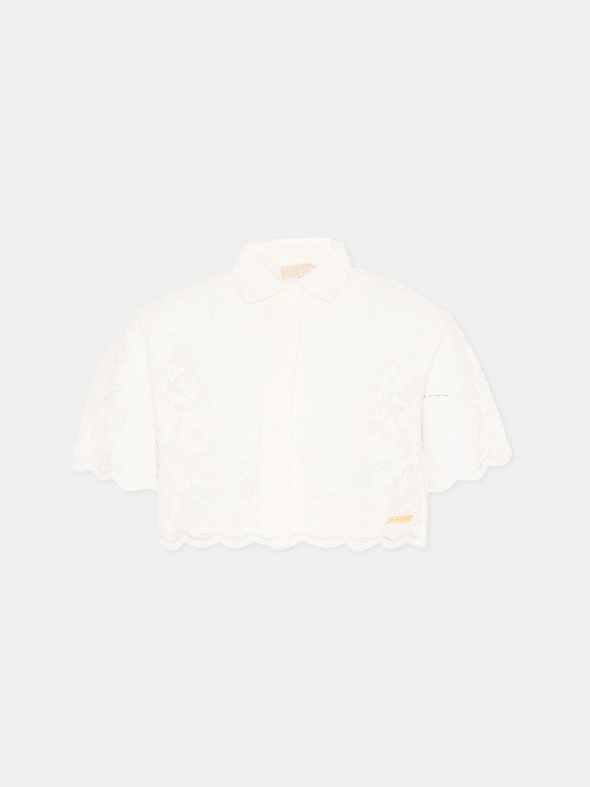 Camicia bianca in pizzo per bambina,Michael Kors,R30645 117