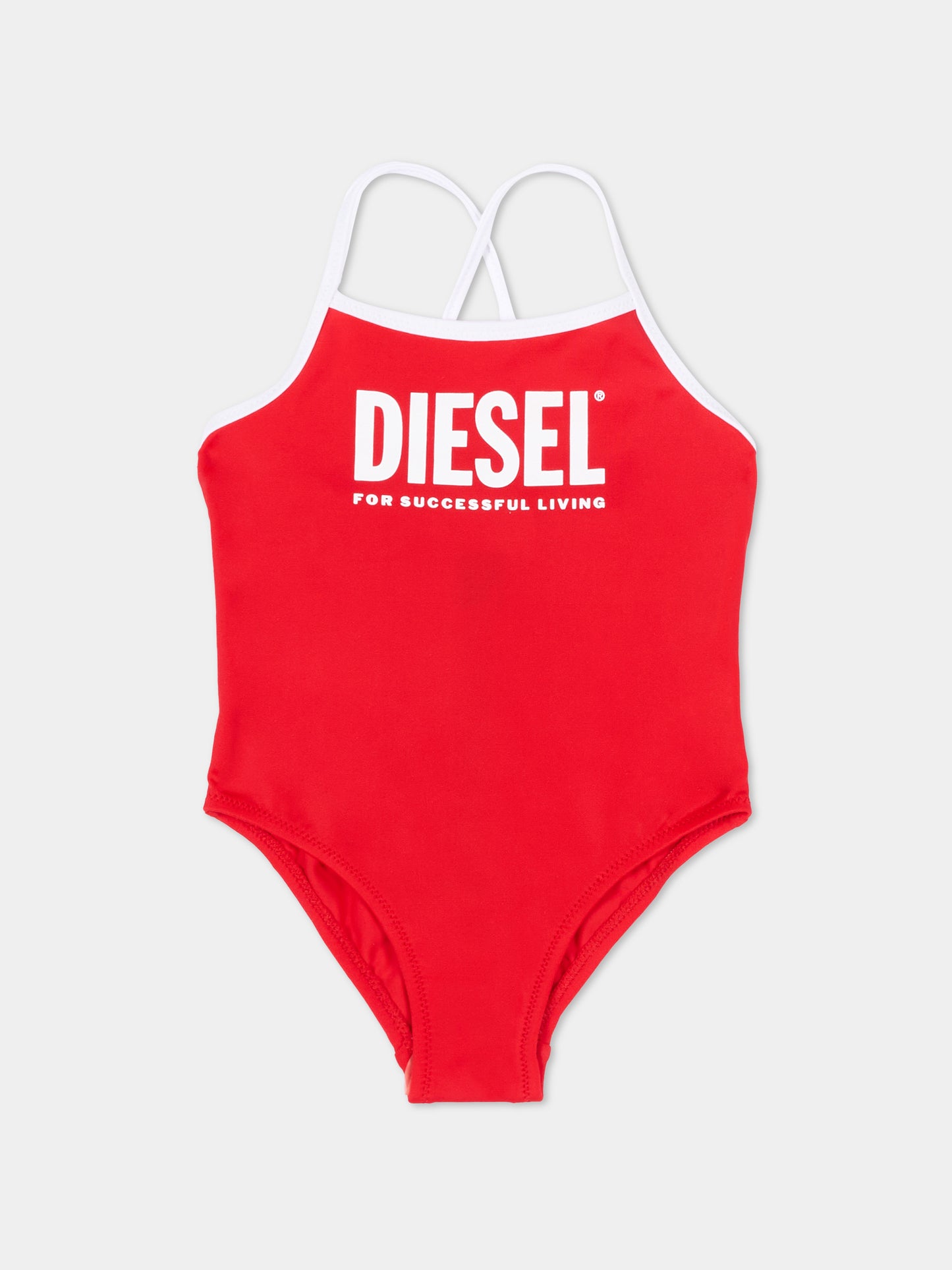 Costume intero rosso per neonata con logo,Diesel,K00787 KYAG8 K405
