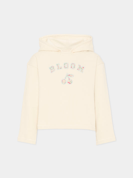 Felpa avorio per bambina con logo,Bonpoint,S06GSWK00008 108