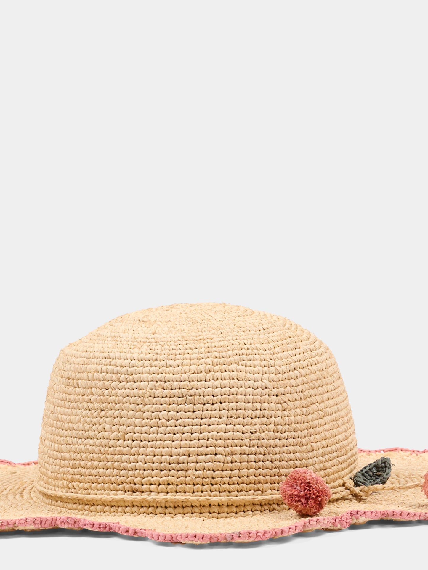 Cappello di paglia beige per bambina con ciliegie,Bonpoint,S06GACW00001 006