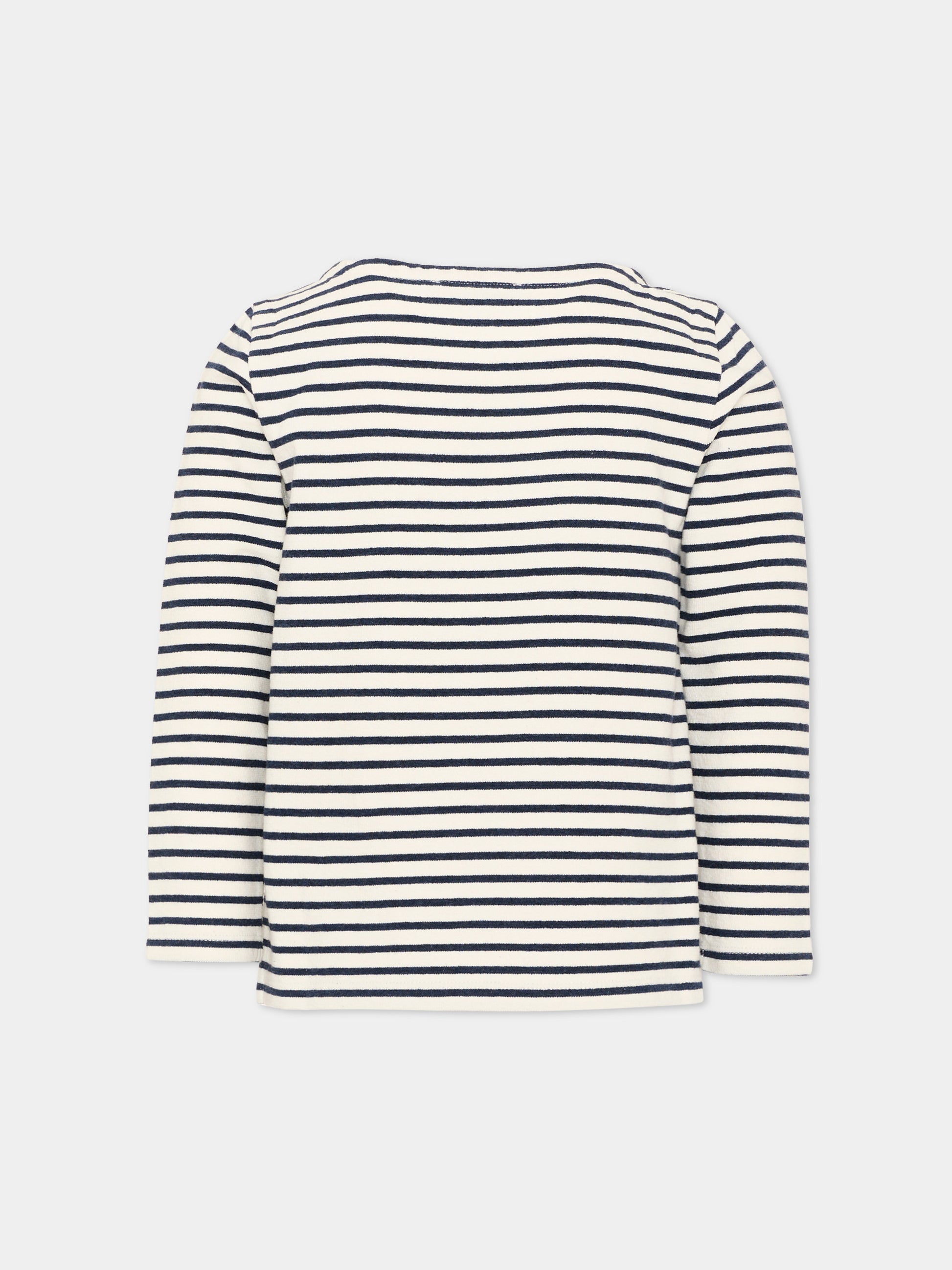 T-Shirt multicolor per bambino a righe con logo,Bonpoint,S06BTSK00021 274