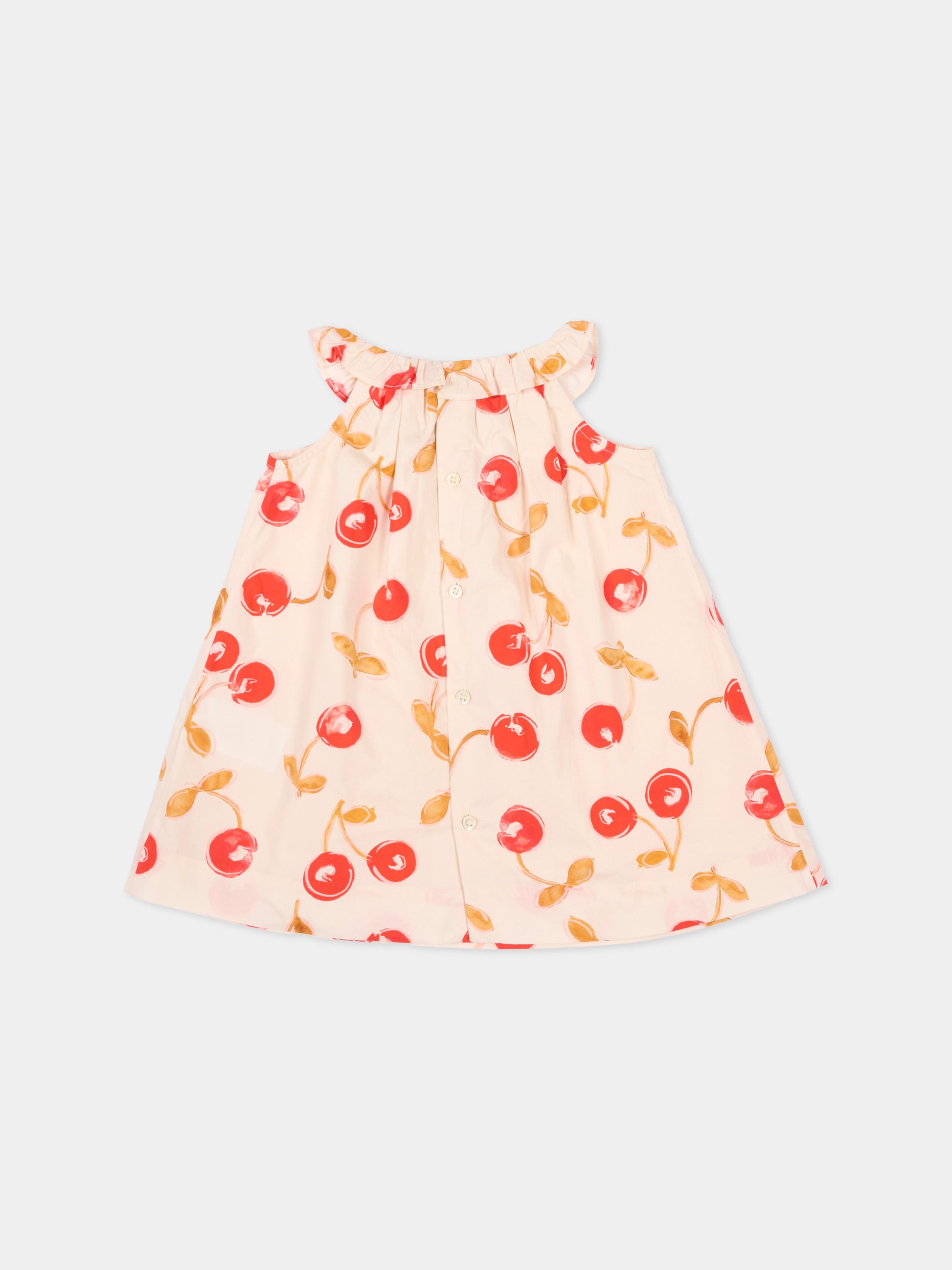 Vestito multicolor per neonata con stampa ciliegie,Bonpoint,S06XDRW00019 603A