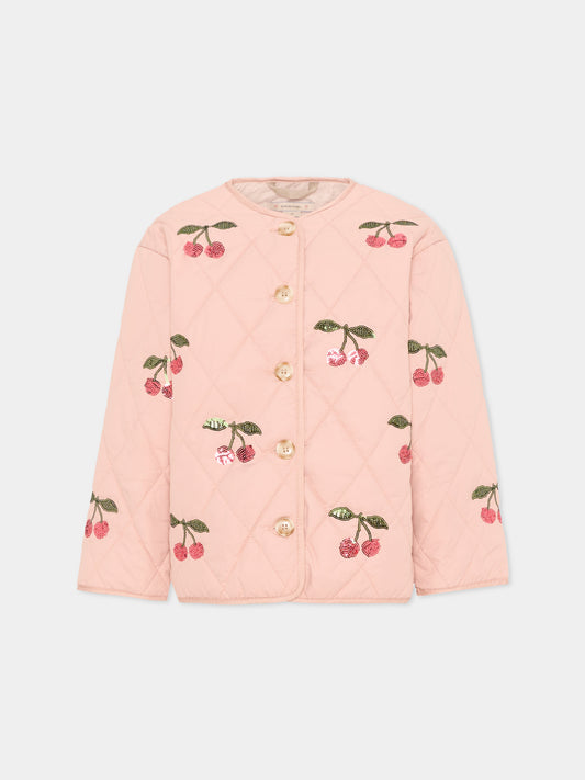 Giubbotto rosa per bambina con ciliegie,Konges Sløjd,KS104811 MA GRANDE CERISE