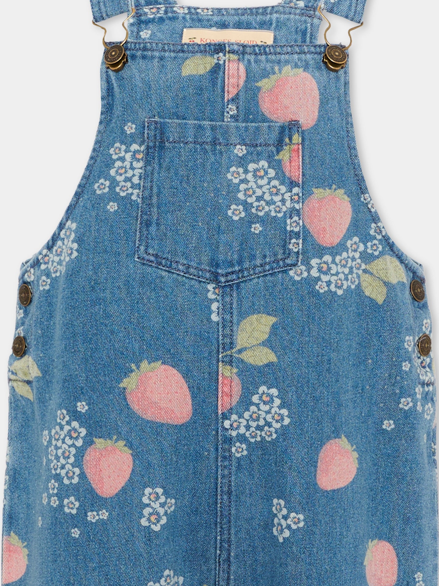 Salopette denim per bambina con fragole,Konges Sløjd,KS104972 MARMELADE SUN