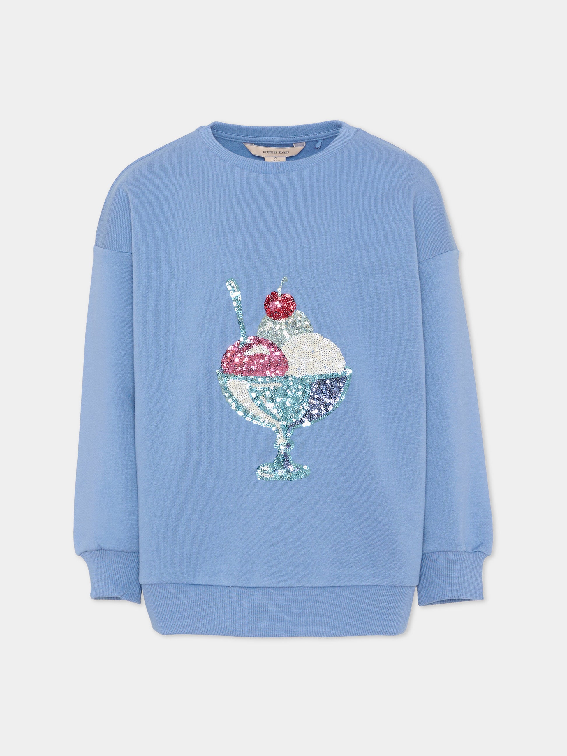 Felpa blu per bambina con gelato,Konges Sløjd,KS104948 COLONY BLUE
