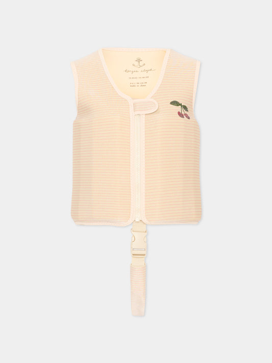 Giubbotto salvagente rosa per bambina con ciliegie,Konges Sløjd,KS104726 ROSE STRIPE
