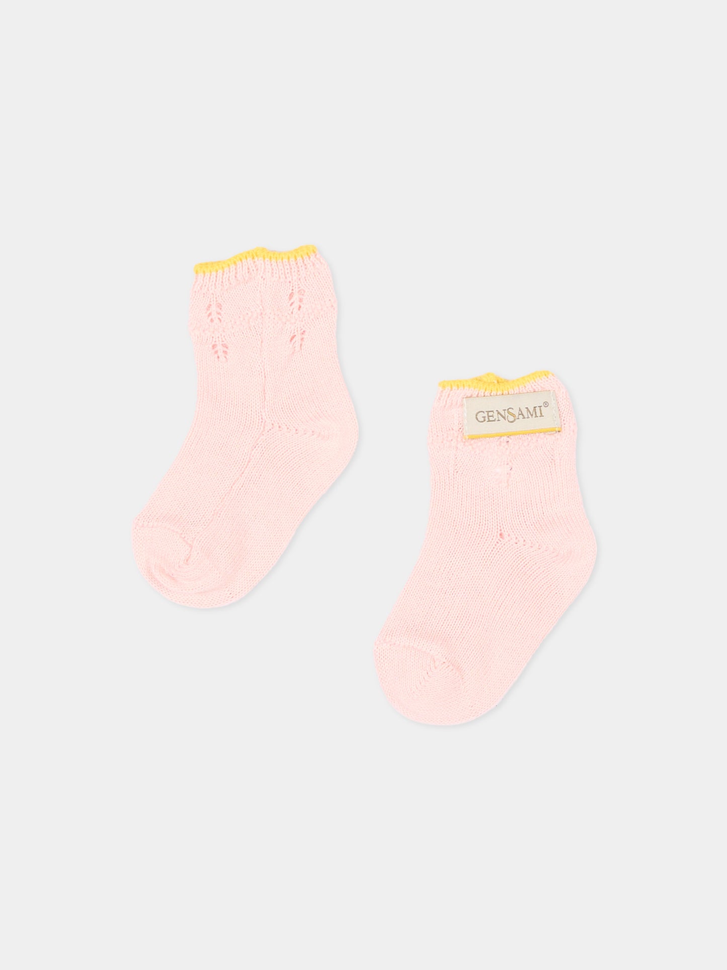 Calzini rosa per neonata con logo,Gensami,BOOT-ZIGRAY-CO BABY PINK