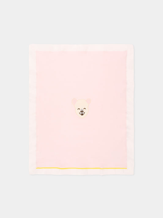 Coperta rosa con ricamo alpaca per neonata,Gensami,BLA-ALP-J LIGHT PINK