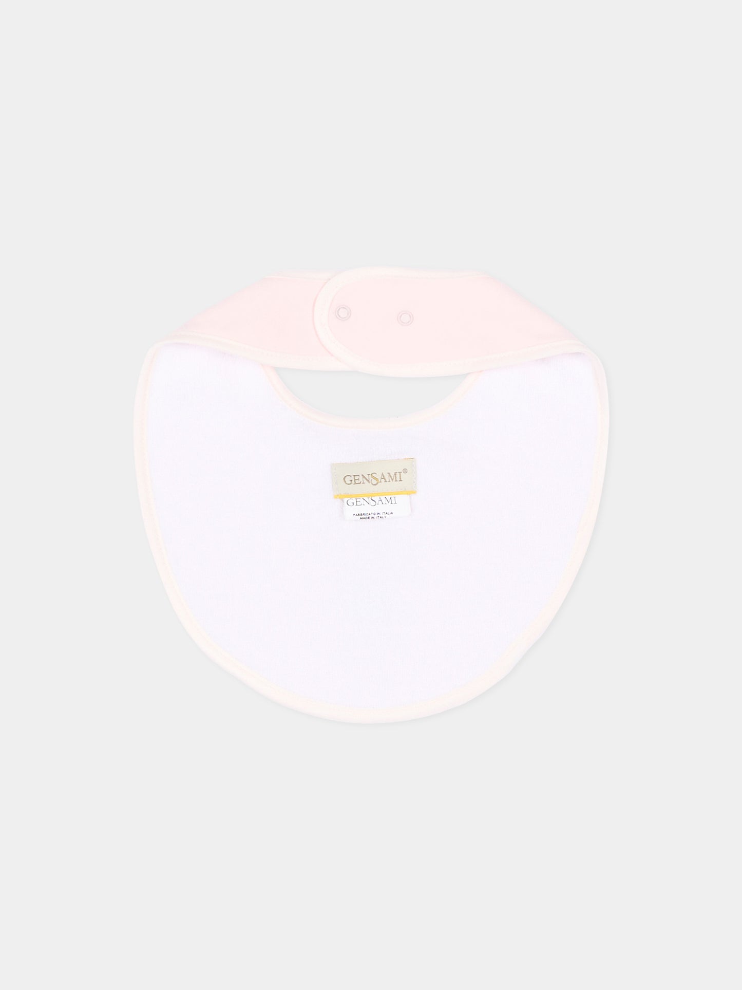 Bavaglino rosa per neonata con ricamo alpaca,Gensami,BIB-ALP-J LIGHT PINK