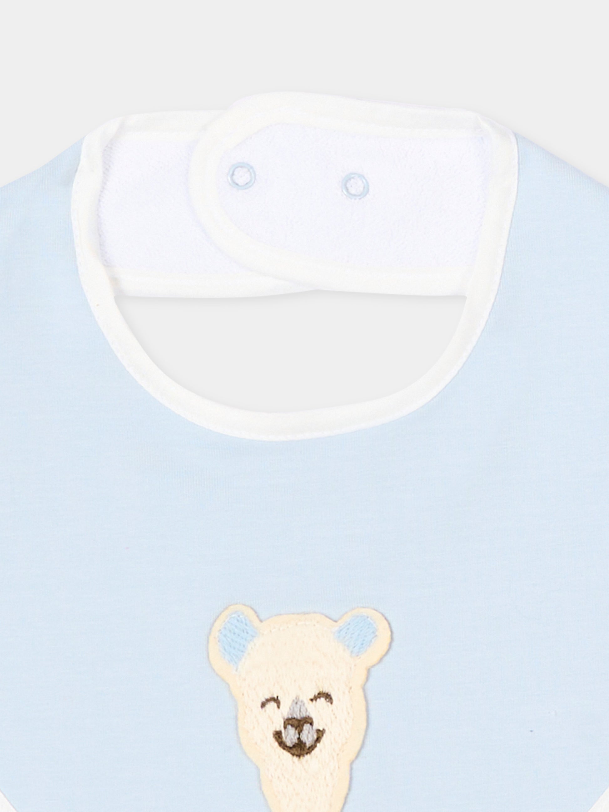 Bavaglino celeste con ricamo alpaca,Gensami,BIB-ALP-J LIGHT BLUE