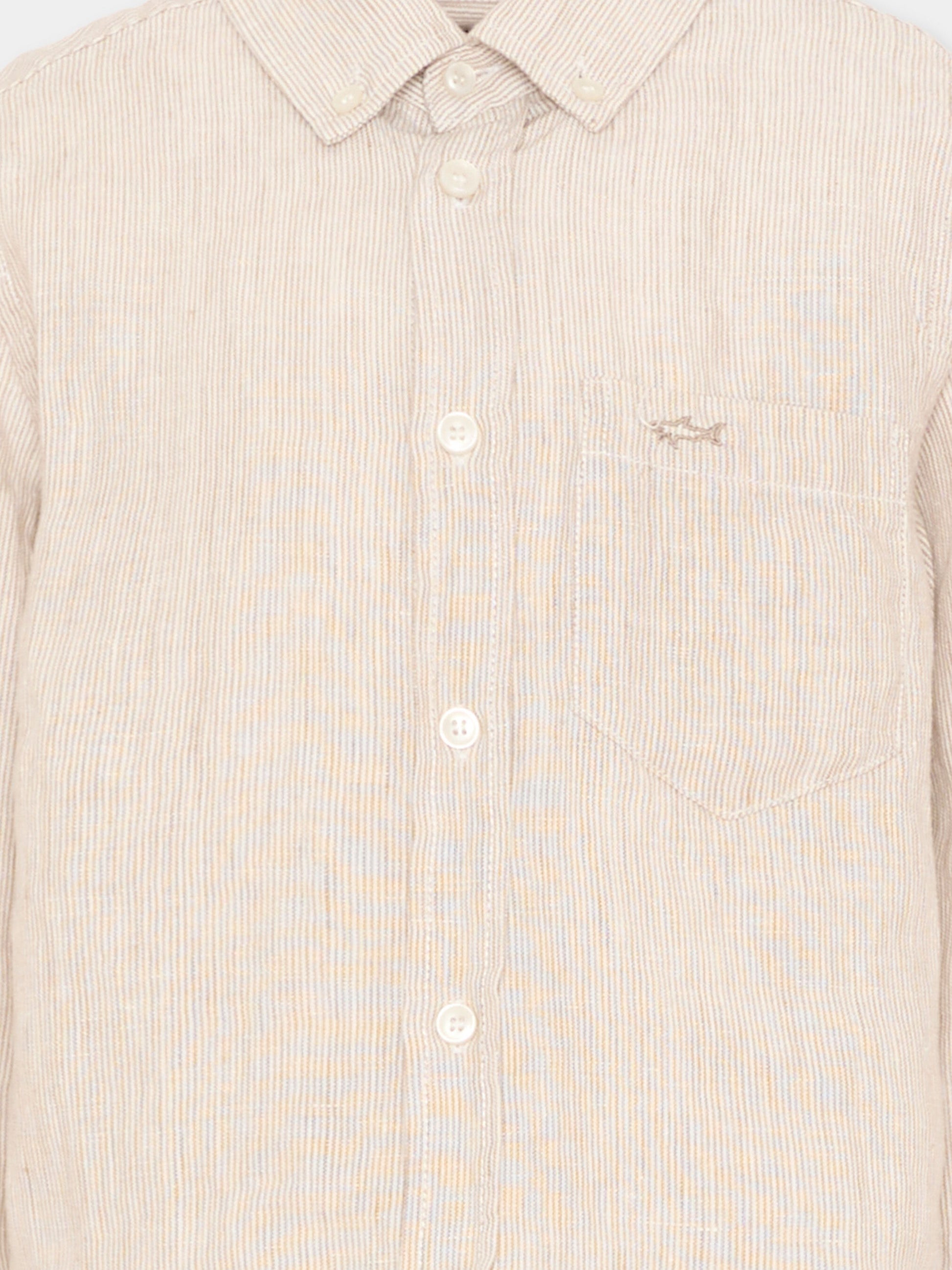 Camicia bianca per bambino a righe,Paul & Shark Junior,WUC000 LUE02 80224