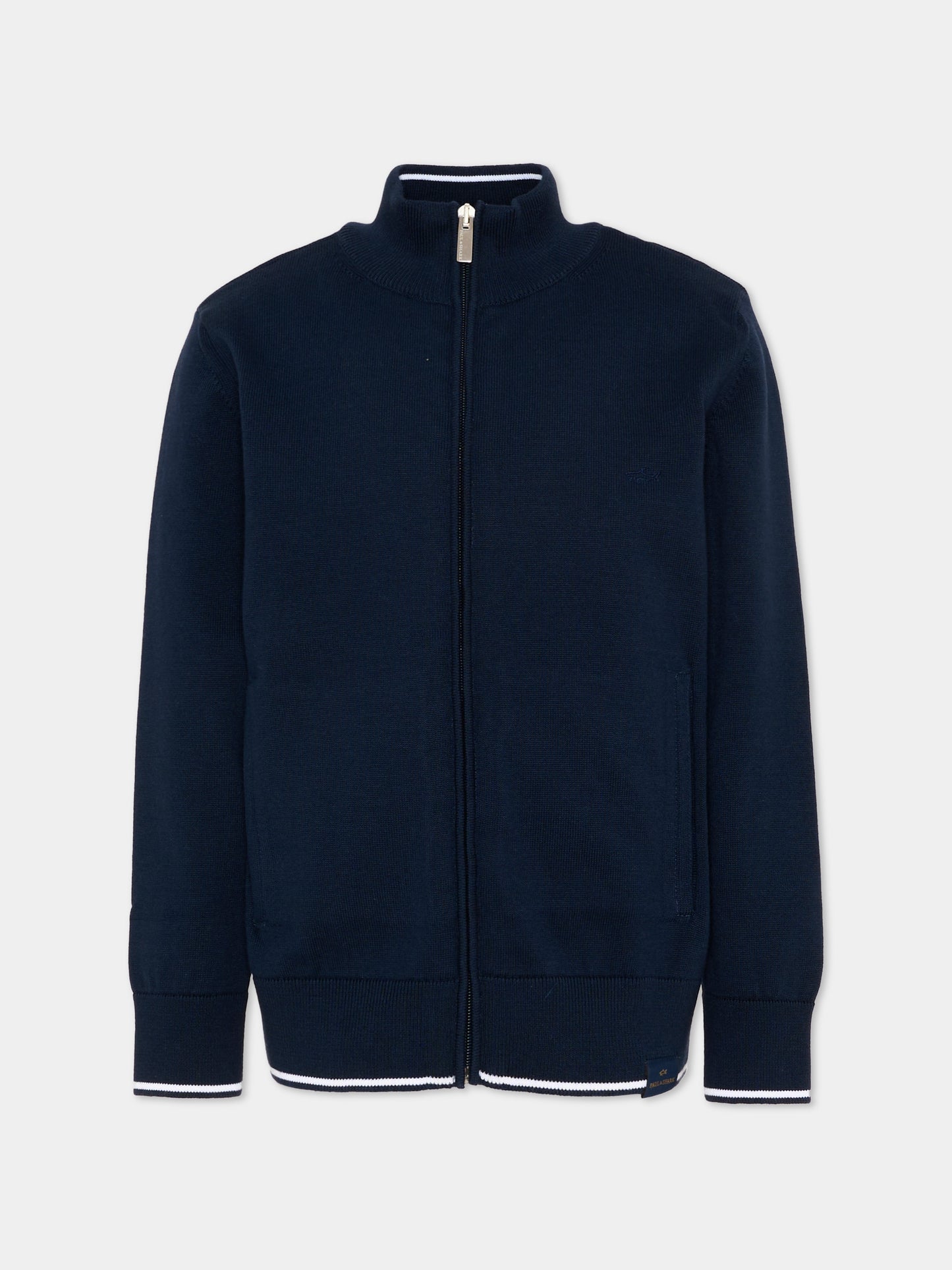 Felpa blu per bambino con zip,Paul & Shark Junior,WUW000 LHE85 42370