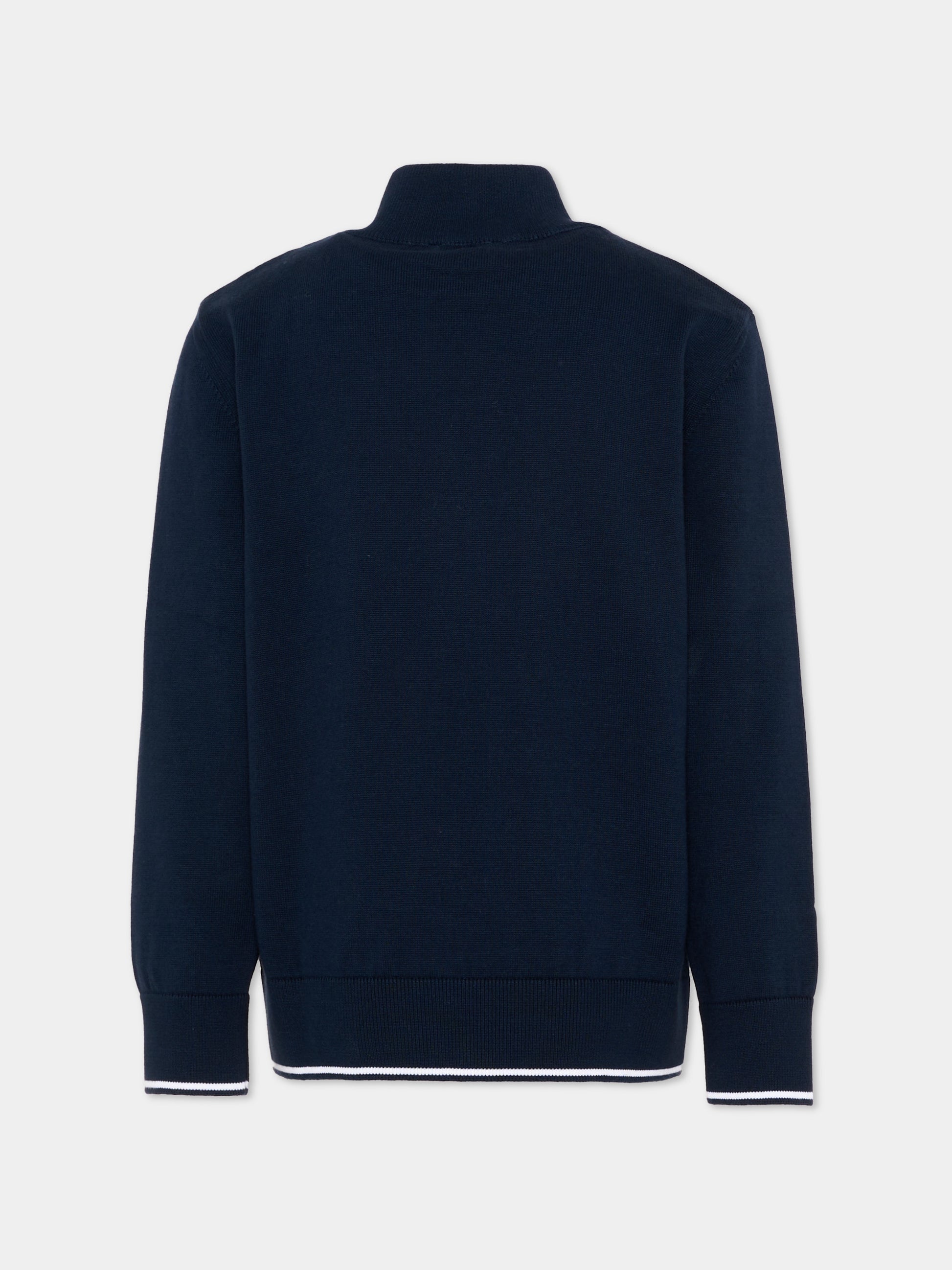 Felpa blu per bambino con zip,Paul & Shark Junior,WUW000 LHE85 42370