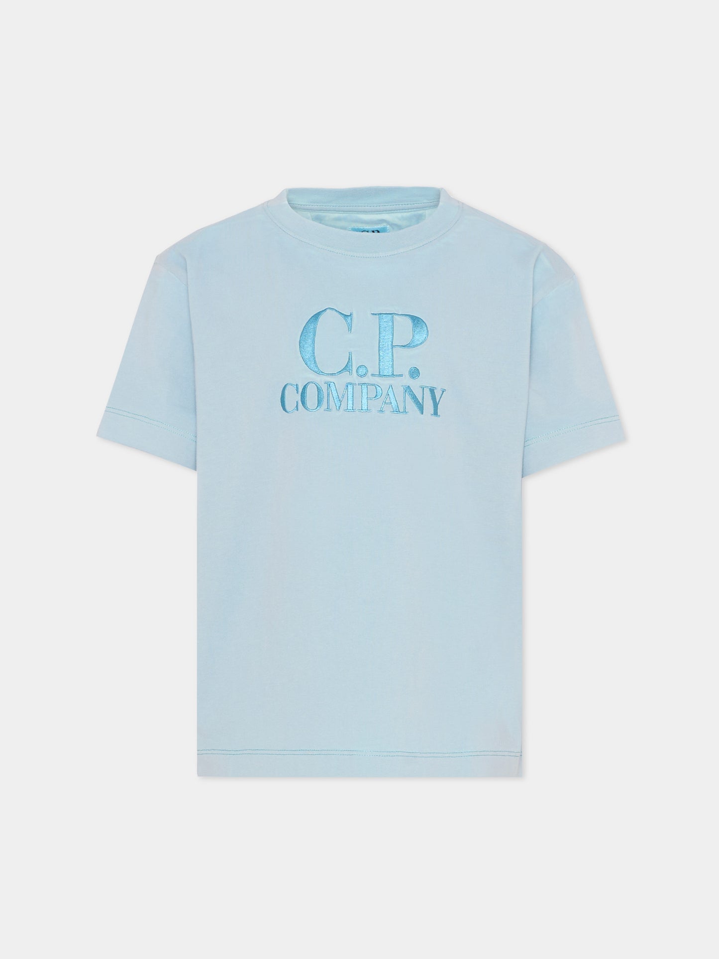T-Shirt celeste per bambino con logo,C. P. Company,CNM00Q-LAA17 41372