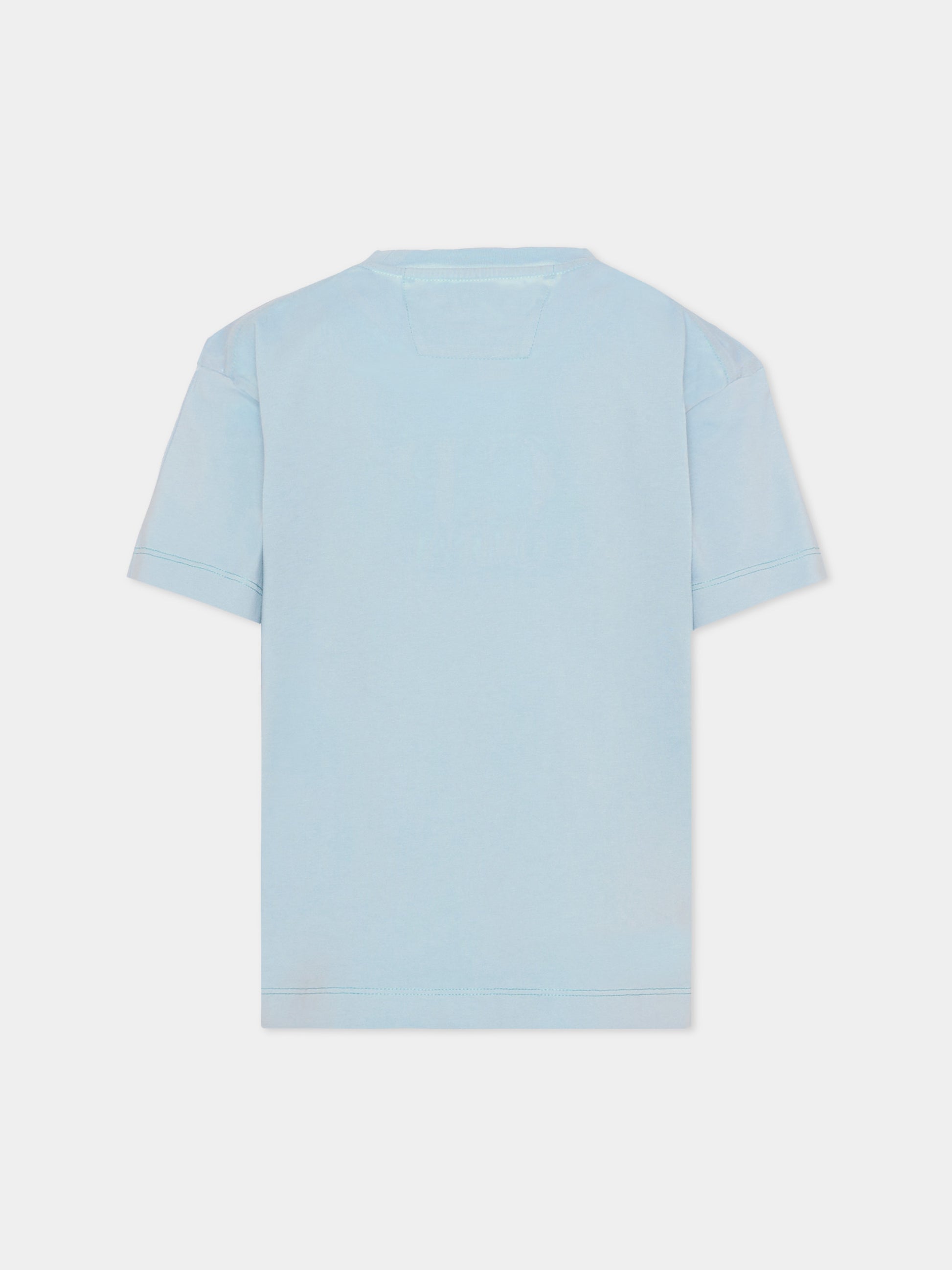T-Shirt celeste per bambino con logo,C. P. Company,CNM00Q-LAA17 41372