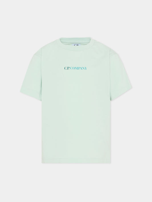 T-Shirt celeste per bambino con logo,C. P. Company,CSM002-LAA17 41372