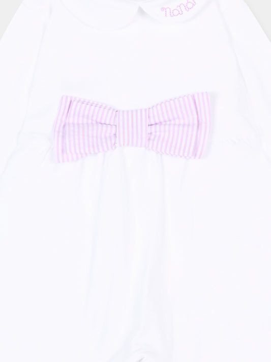 Tutina bianca per neonata con fiocco,Nanán,E26473L