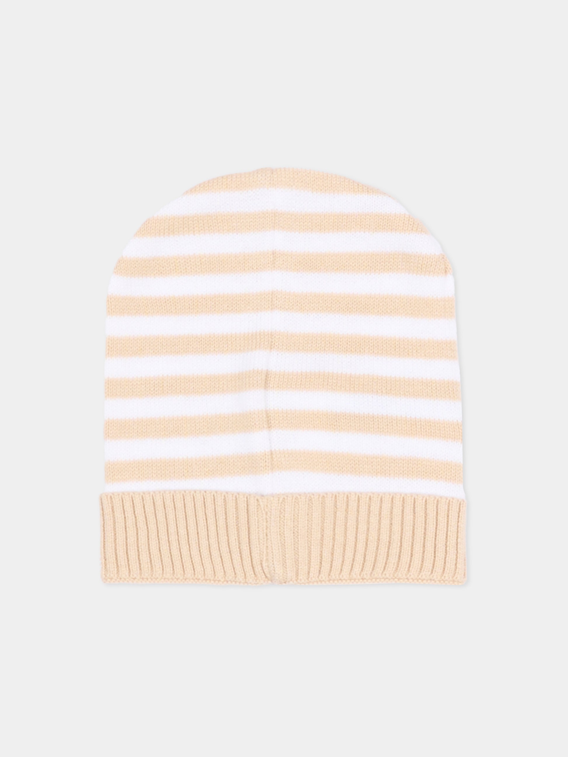 Cappello beige a righe per neonati,Nanán,E26006BE