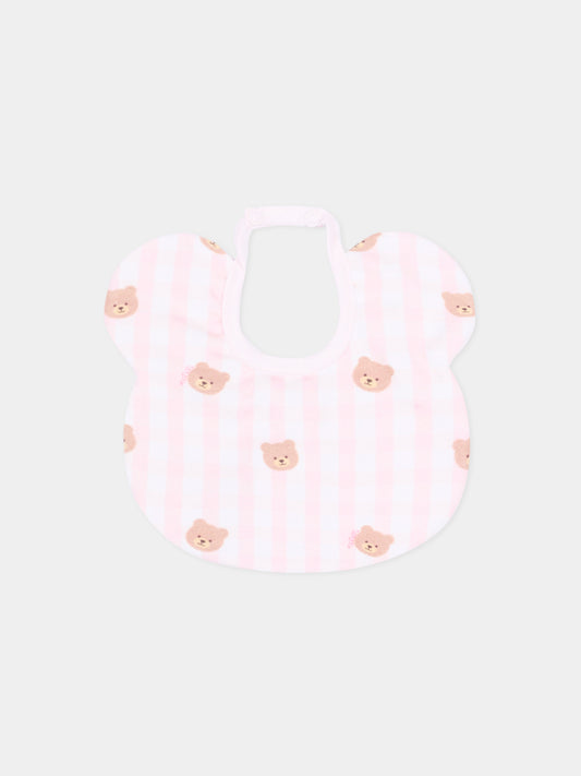 Bavaglino rosa per neonata con teddy bear,Nanán,E26021R