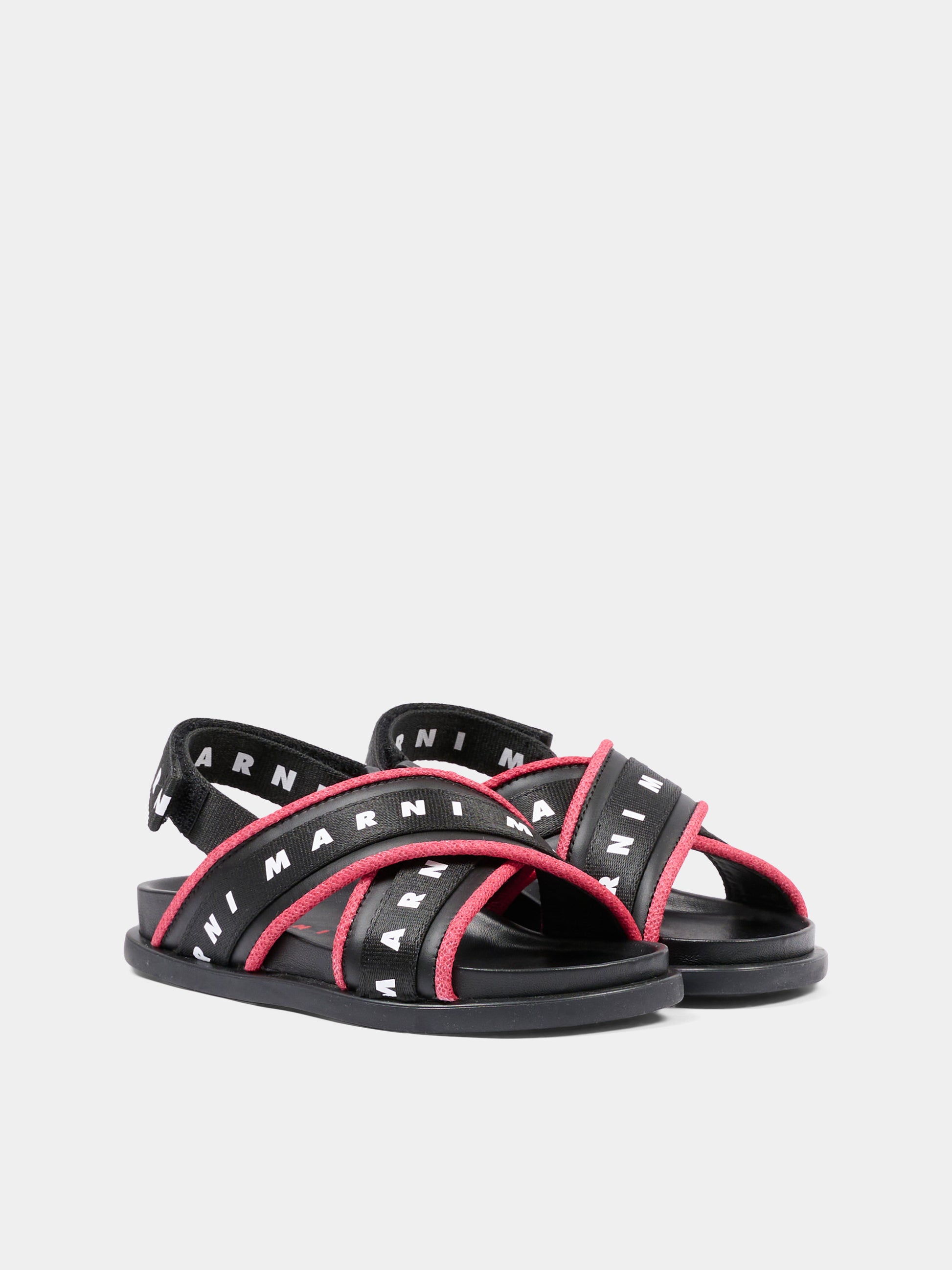 Sandali neri per bambina con logo,Marni Kids,82318 - VAR1