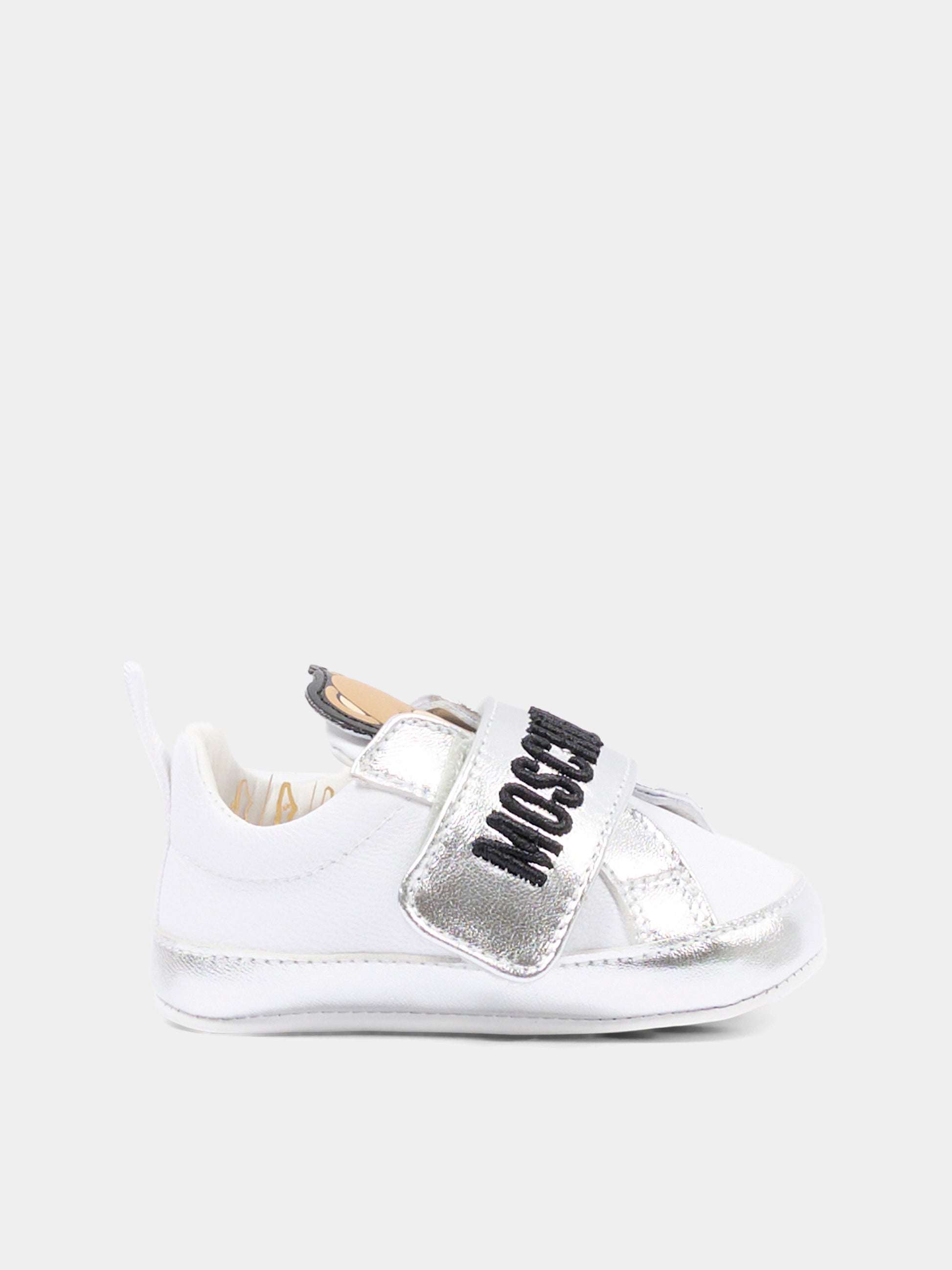 Sneakers basse argento per neonata con logo,Moschino Kids,82900 - VAR5