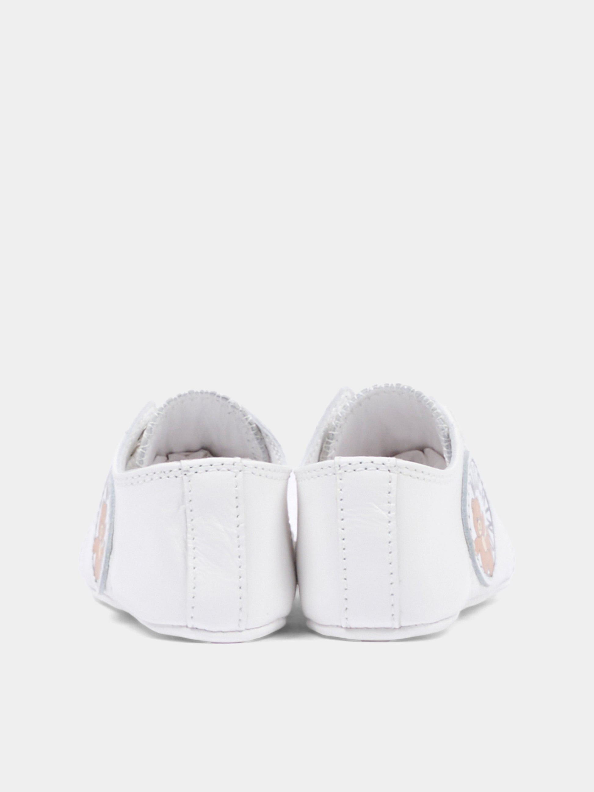 Sneakers basse bianche per neonati con logo,Moschino Kids,82894 - VAR3