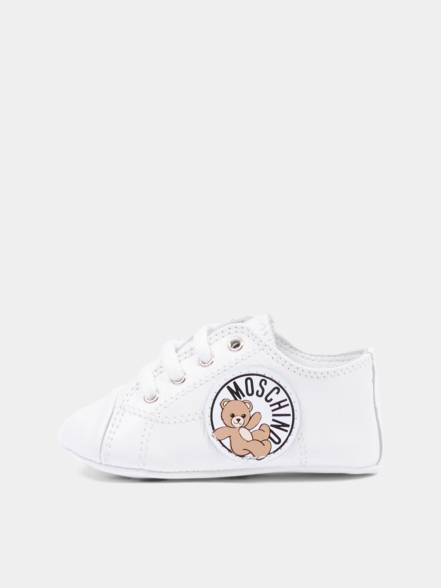 Sneakers basse bianche per neonati con logo,Moschino Kids,82894 - VAR3