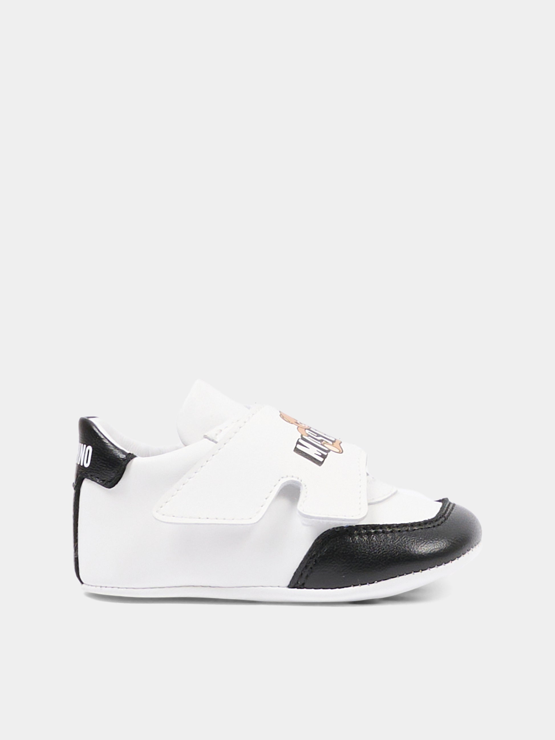 Sneakers basse bianche per neonato,Moschino Kids,82892 - VAR1