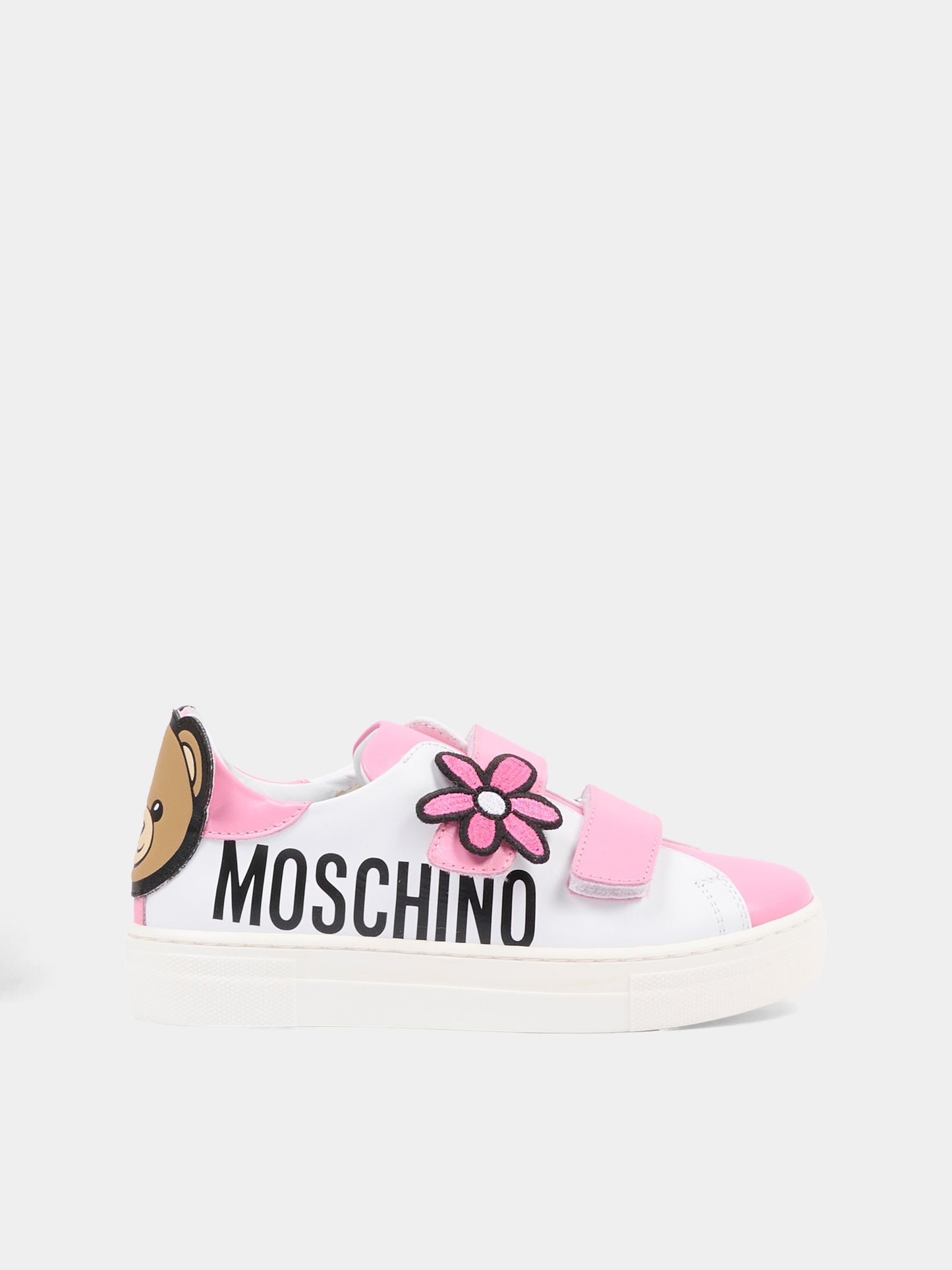 Sneakers rosa per bambina con logo,Moschino Kids,83070 - VAR1