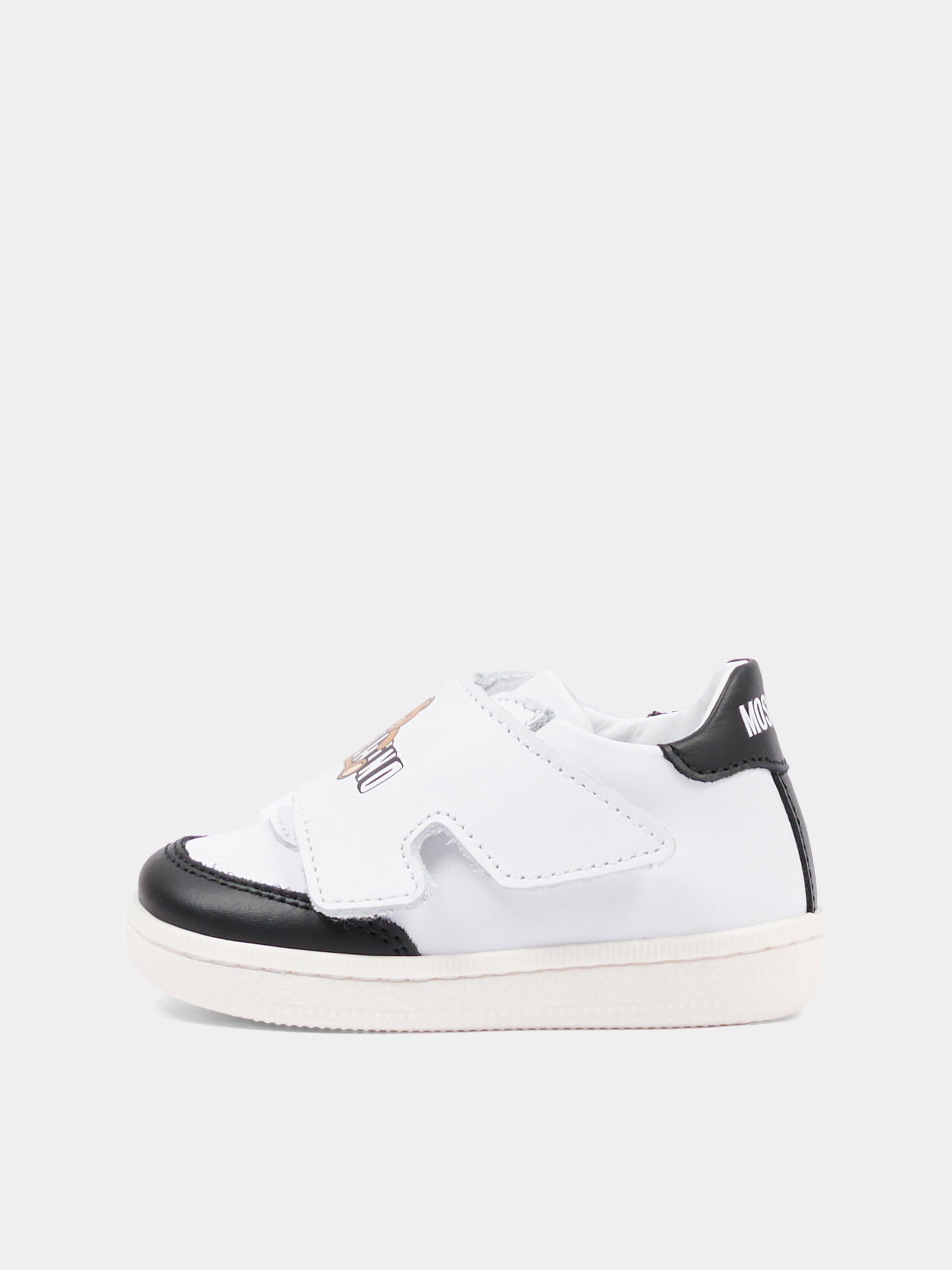 Sneakers basse bianche per bambino con logo,Moschino Kids,82943 - VAR2