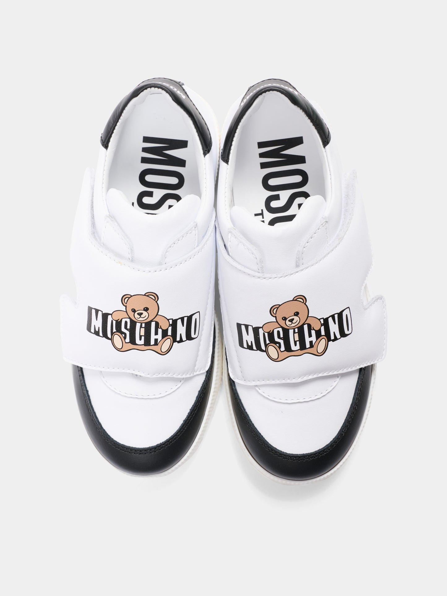 Sneakers basse bianche per bambino,Moschino Kids,83057 - VAR1