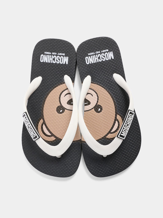 Infradito nere per bambini con logo,Moschino Kids,83122 - VAR1