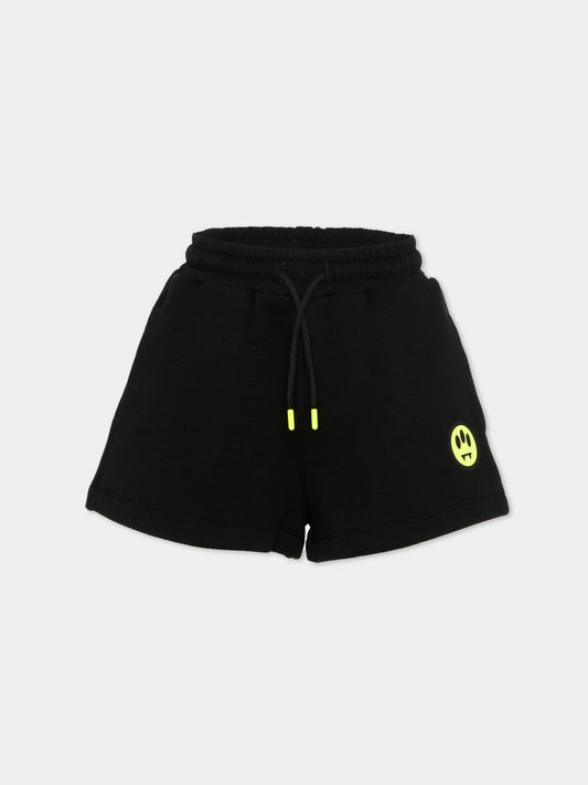 Shorts sportivi neri per bambina logo,Barrow,S6BKJGSH013 110