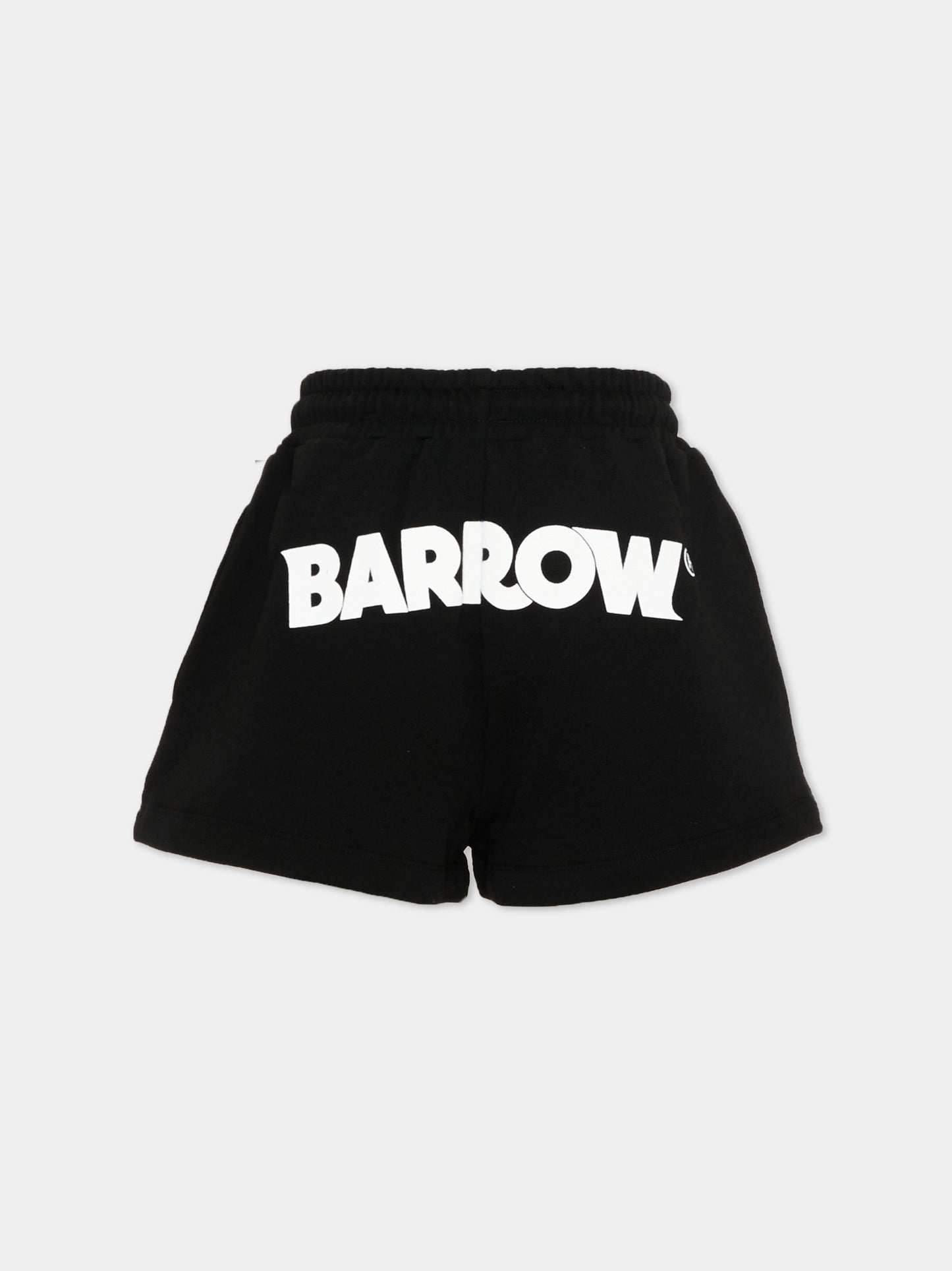Shorts sportivi neri per bambina logo,Barrow,S6BKJGSH013 110