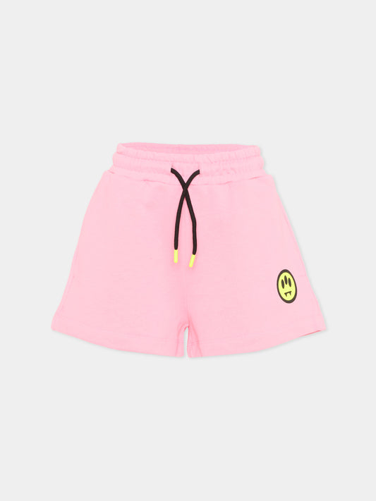 Shorts sportivi rosa per bambina logo,Barrow,S6BKJGSH013 BW311