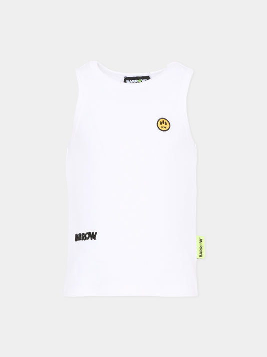 Canotta bianca per bambina con logo,Barrow,S6BKJGTA021 002