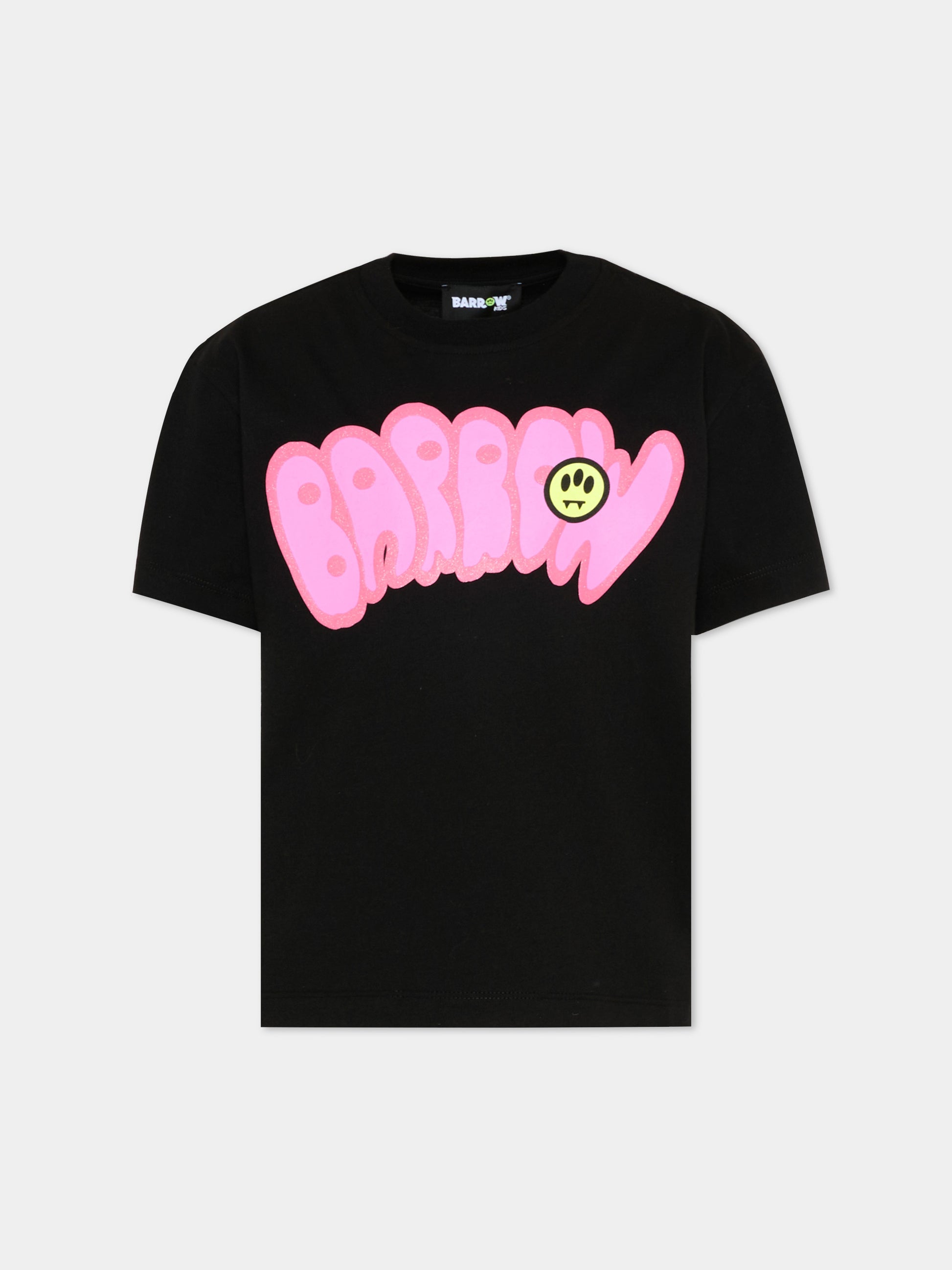 T-Shirt nera per bambina con logo,Barrow,S6BKJGTH063 110