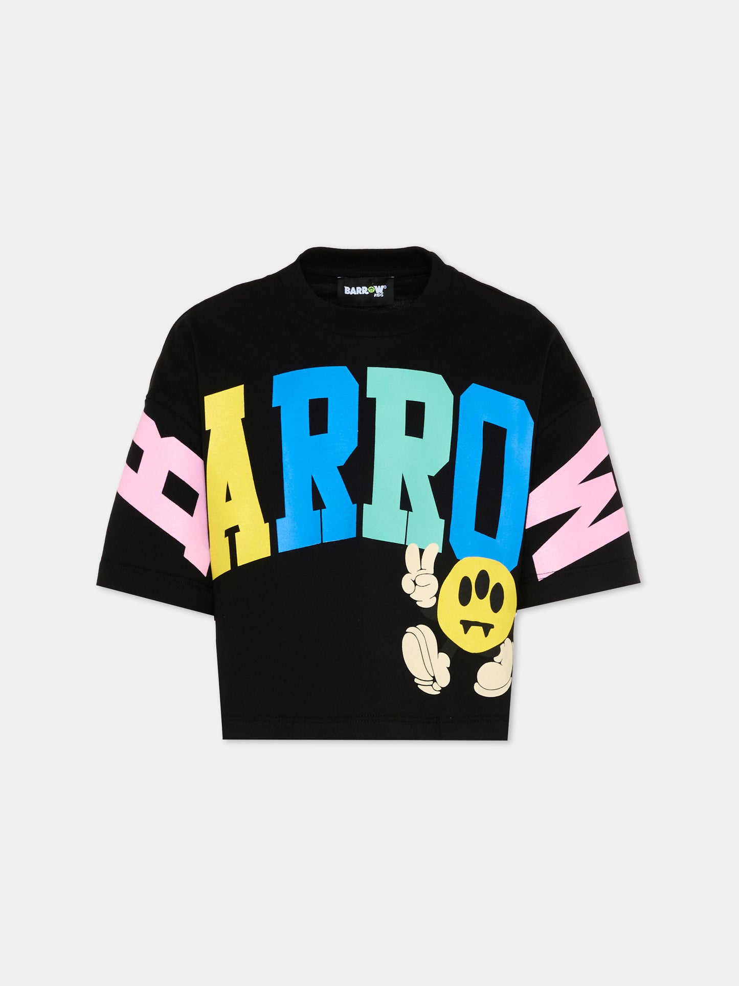 T-Shirt nera Barrow per bambina con logo,Barrow,S6BKJGTH173 110