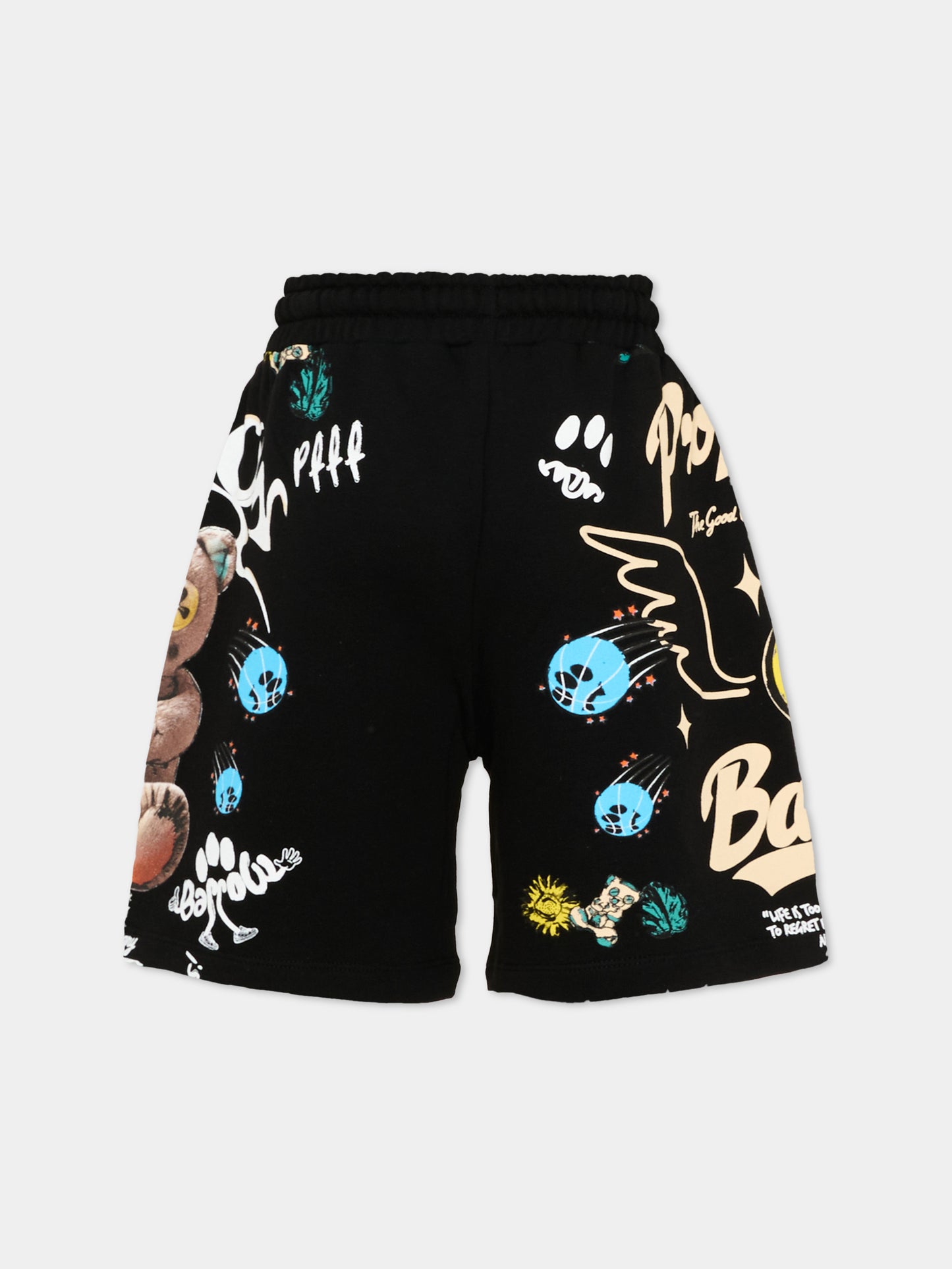 Shorts sportivi neri per bambini stampa logo,Barrow,S6BKJUBE043 110