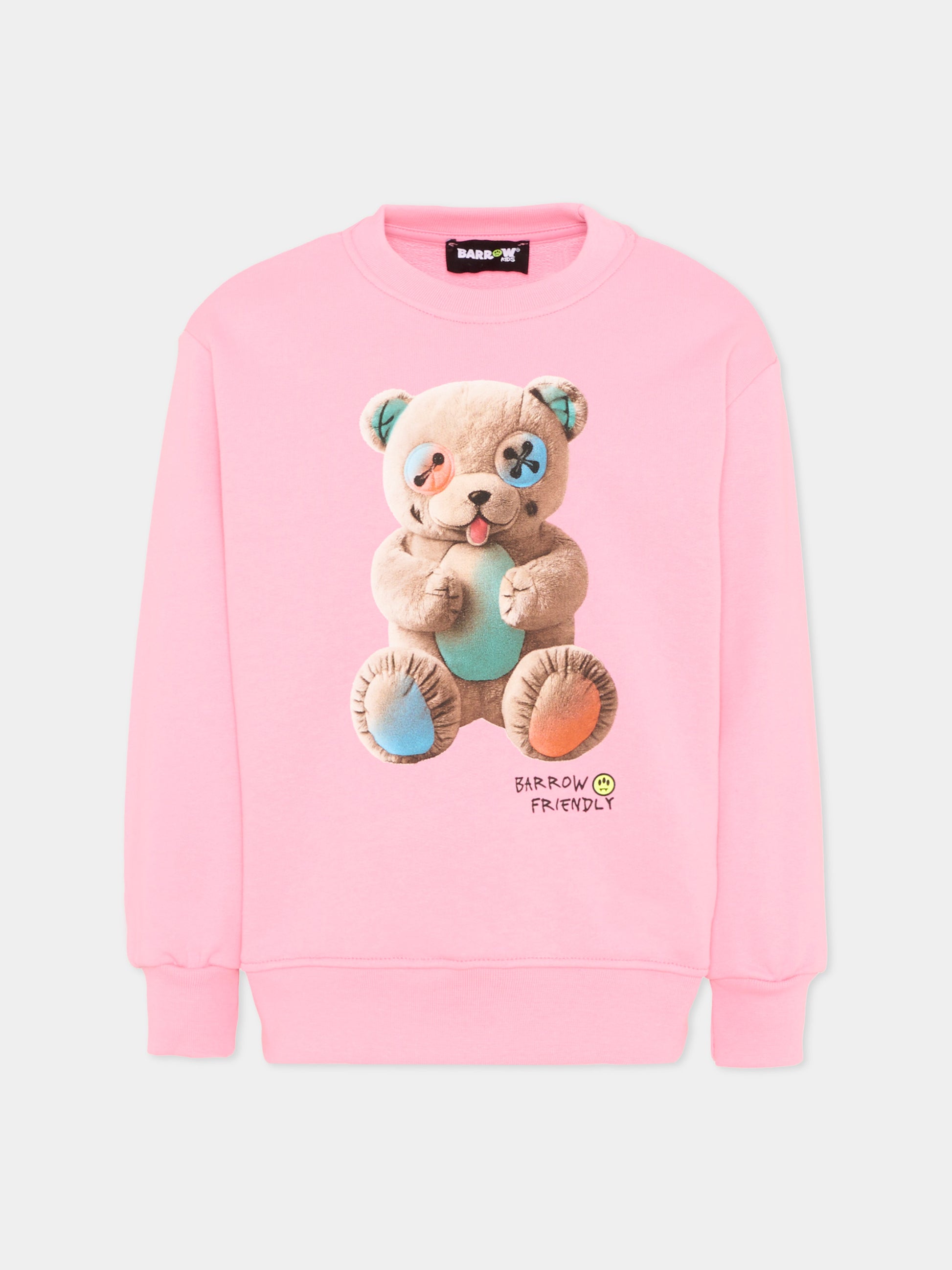 Felpa rosa per bambina con orsetto,Barrow,S6BKJUSW005 BW311