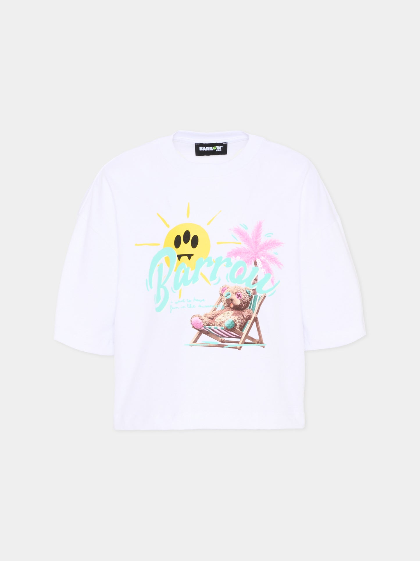 T-Shirt bianca per bambina con logo,Barrow,S6BKJGTH240 002