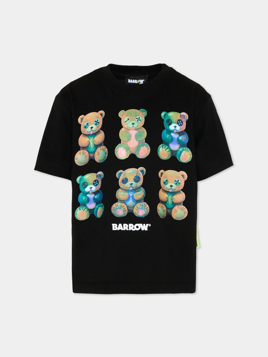 T-Shirt nera per bambini con orsetti,Barrow,S6BKJUTH093 110