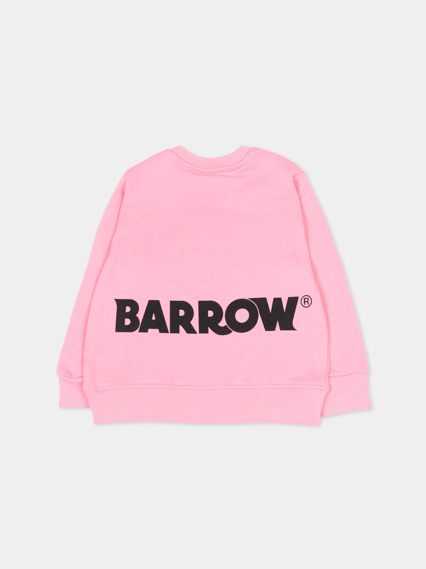 Felpa rosa per neonata con logo,Barrow,S6BKUNSW209 BW311